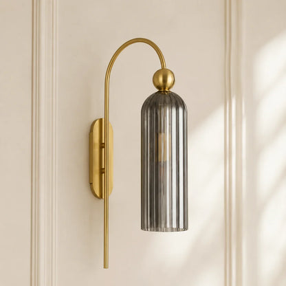 Azura Antique Cylinder Vertical Ribbed Glass Wall Sconce 15