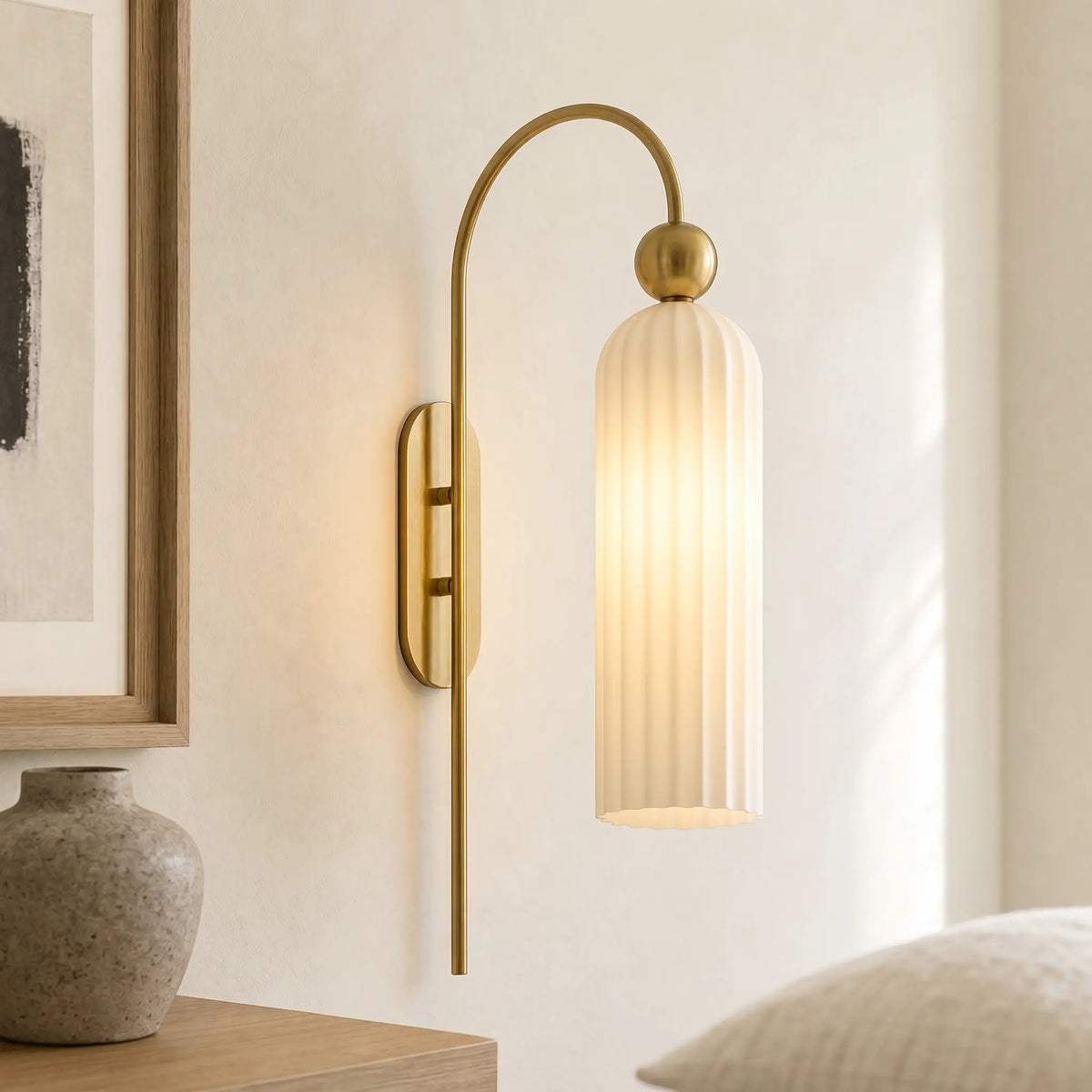 Azura Antique Cylinder Vertical Ribbed Glass Wall Sconce 0