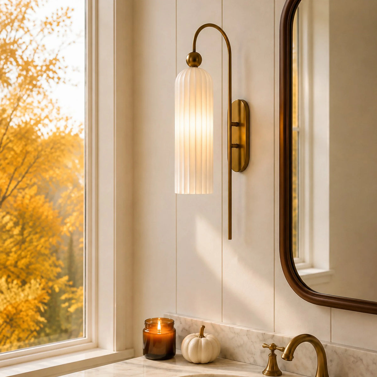 Azura Antique Cylinder Vertical Ribbed Glass Wall Sconce 1