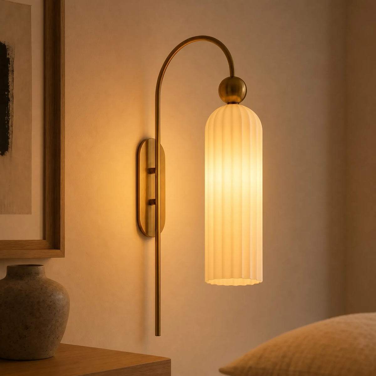 Azura Antique Cylinder Vertical Ribbed Glass Wall Sconce 3