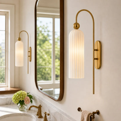 Azura Antique Cylinder Vertical Ribbed Glass Wall Sconce 4