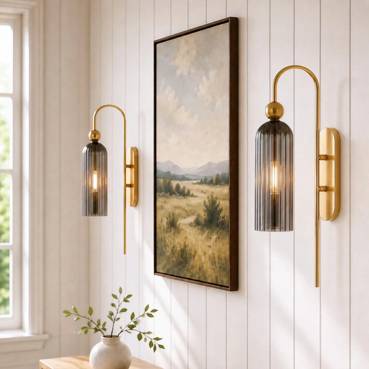 Azura Antique Cylinder Vertical Ribbed Glass Wall Sconce 5