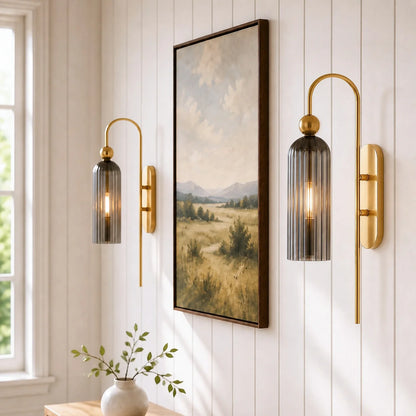 Azura Antique Cylinder Vertical Ribbed Glass Wall Sconce 5