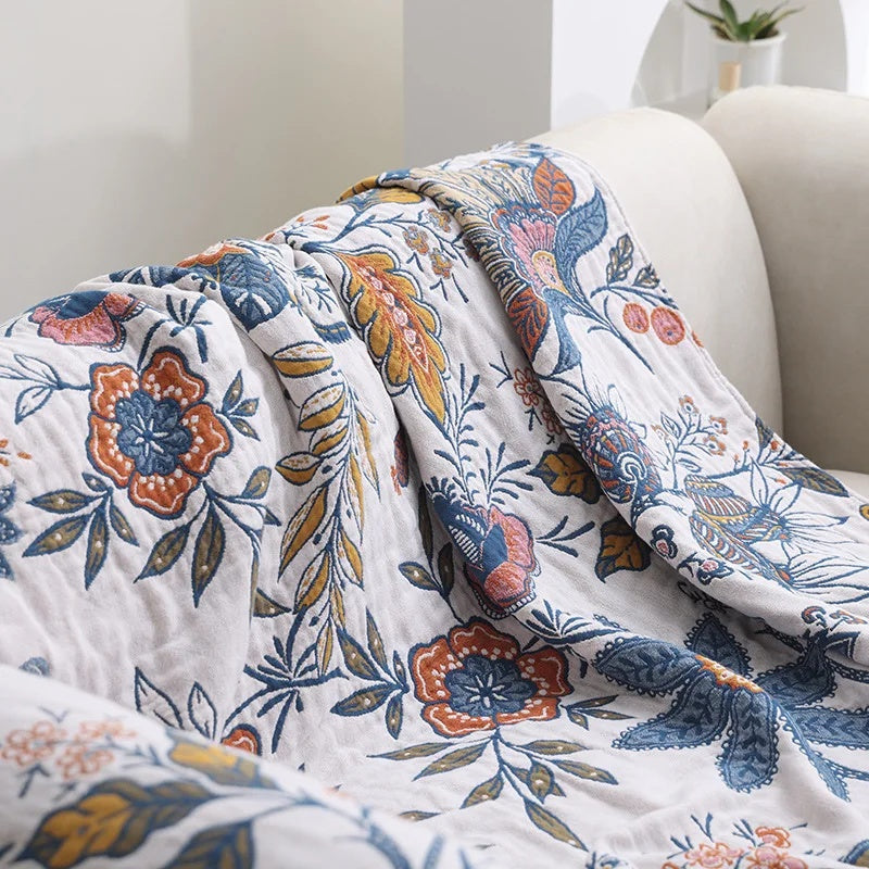 Artistic Flora Jacquard Blanket