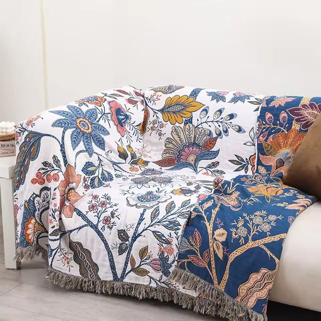 Artistic Flora Jacquard Blanket