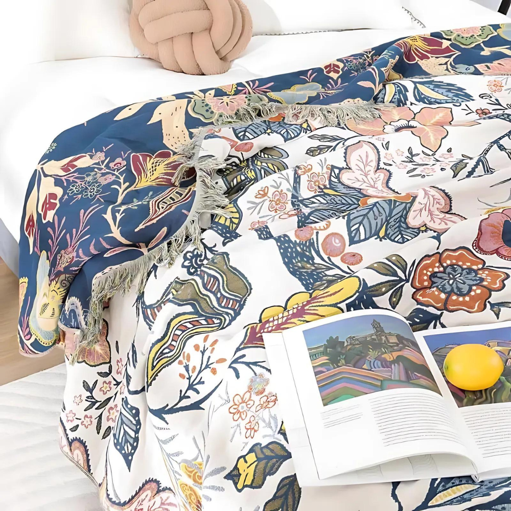 Artistic Flora Jacquard Blanket