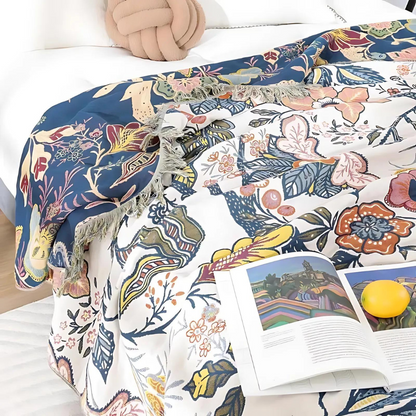 Artistic Flora Jacquard Blanket