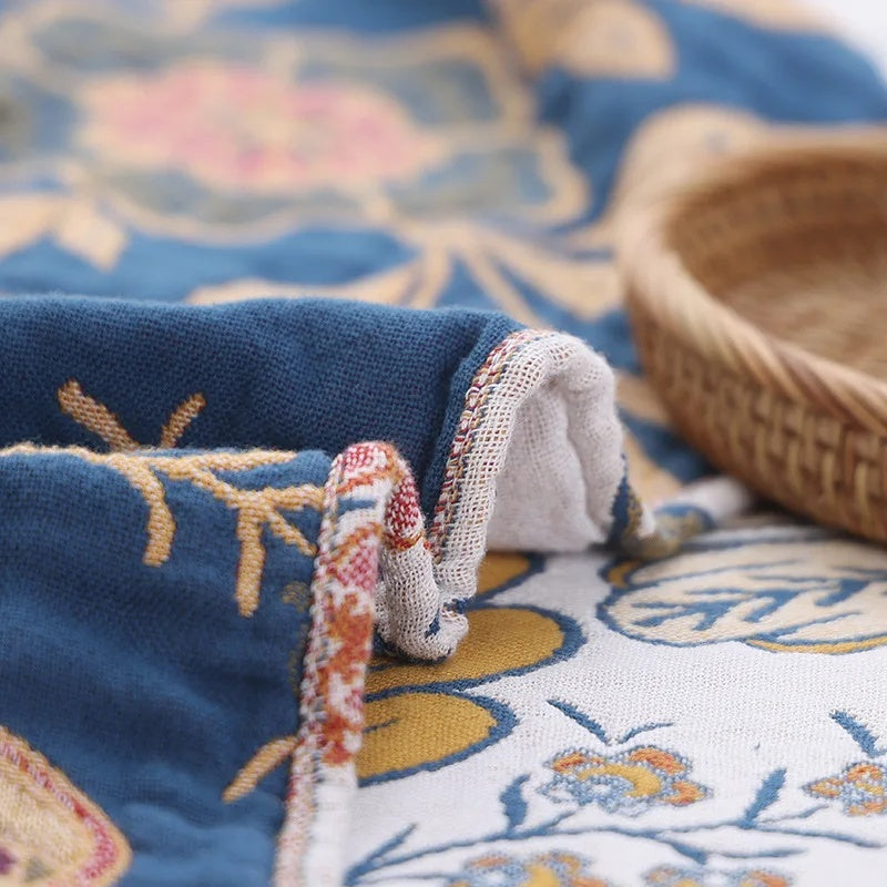 Artistic Flora Jacquard Blanket