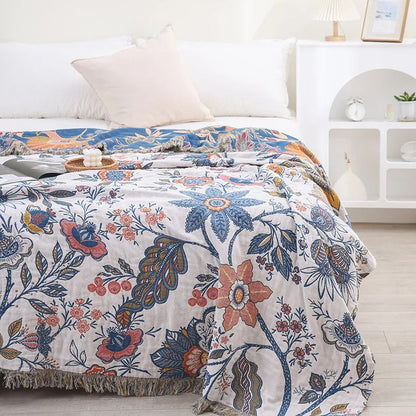 Artistic Flora Jacquard Blanket