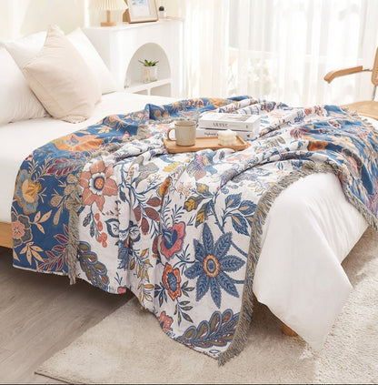 Artistic Flora Jacquard Blanket