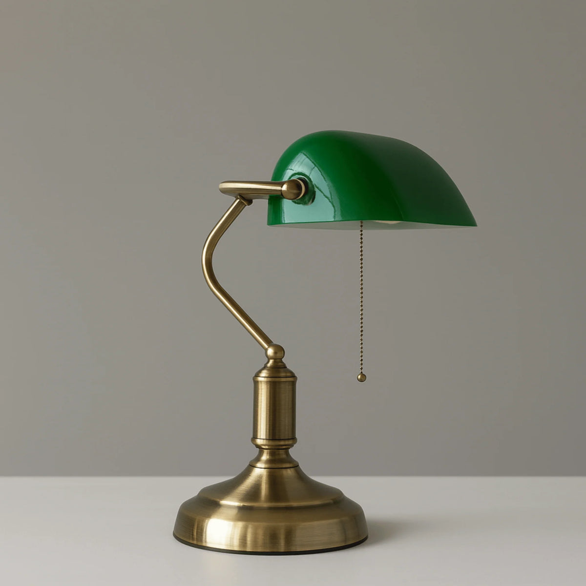 Elara Haus Desk Lamp - Antique Brass Green Glass Shade 1