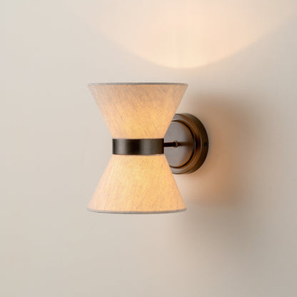 Boho Luxe Linen Sconce with Bronze Detailing