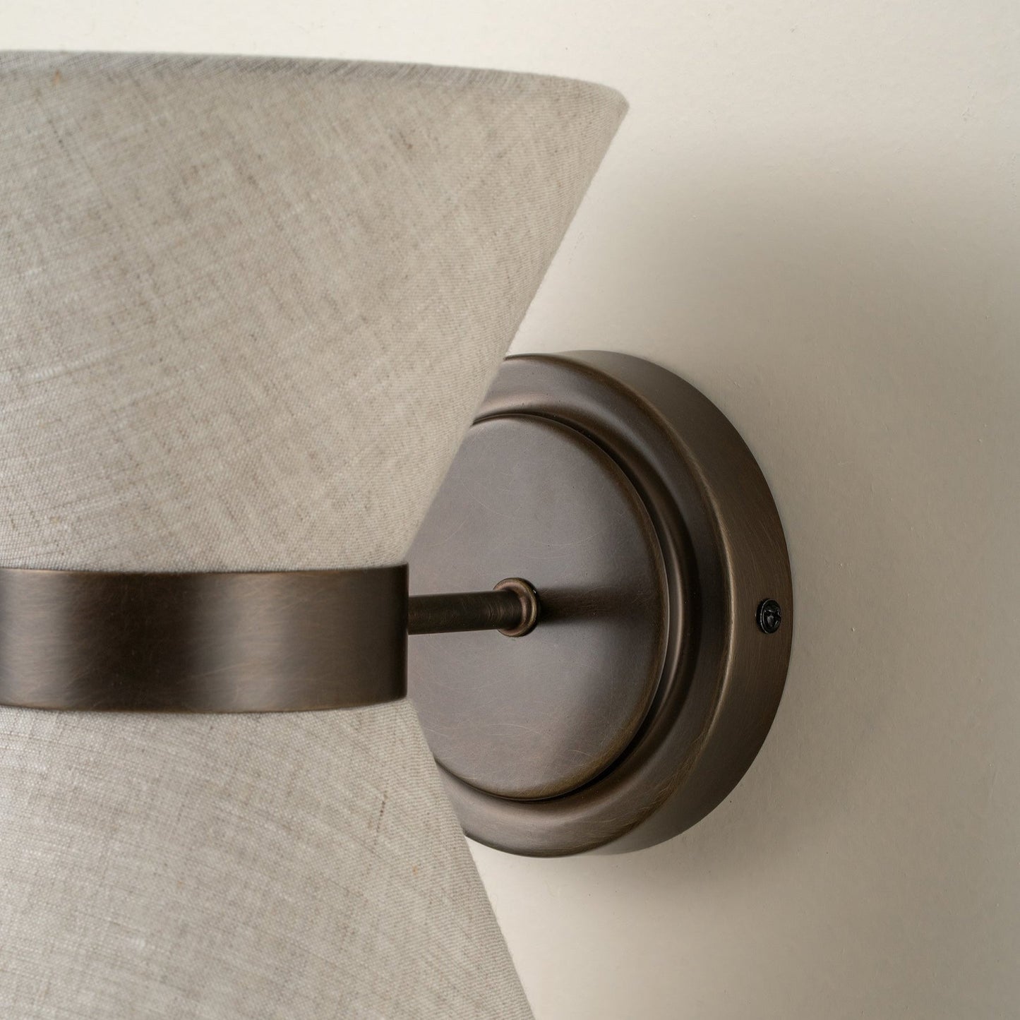 Boho Luxe Linen Sconce with Bronze Detailing