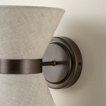 Boho Luxe Linen Sconce with Bronze Detailing