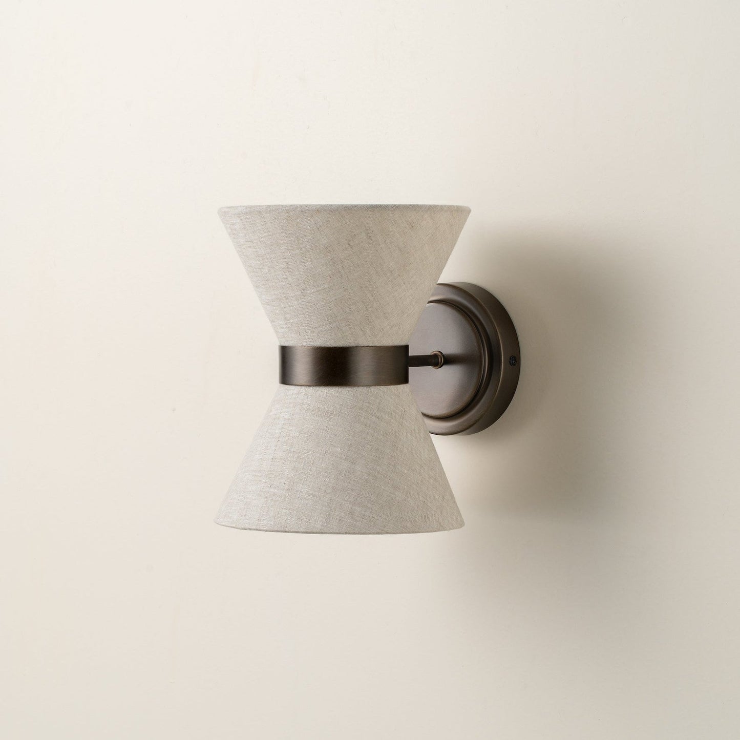 Boho Luxe Linen Sconce with Bronze Detailing