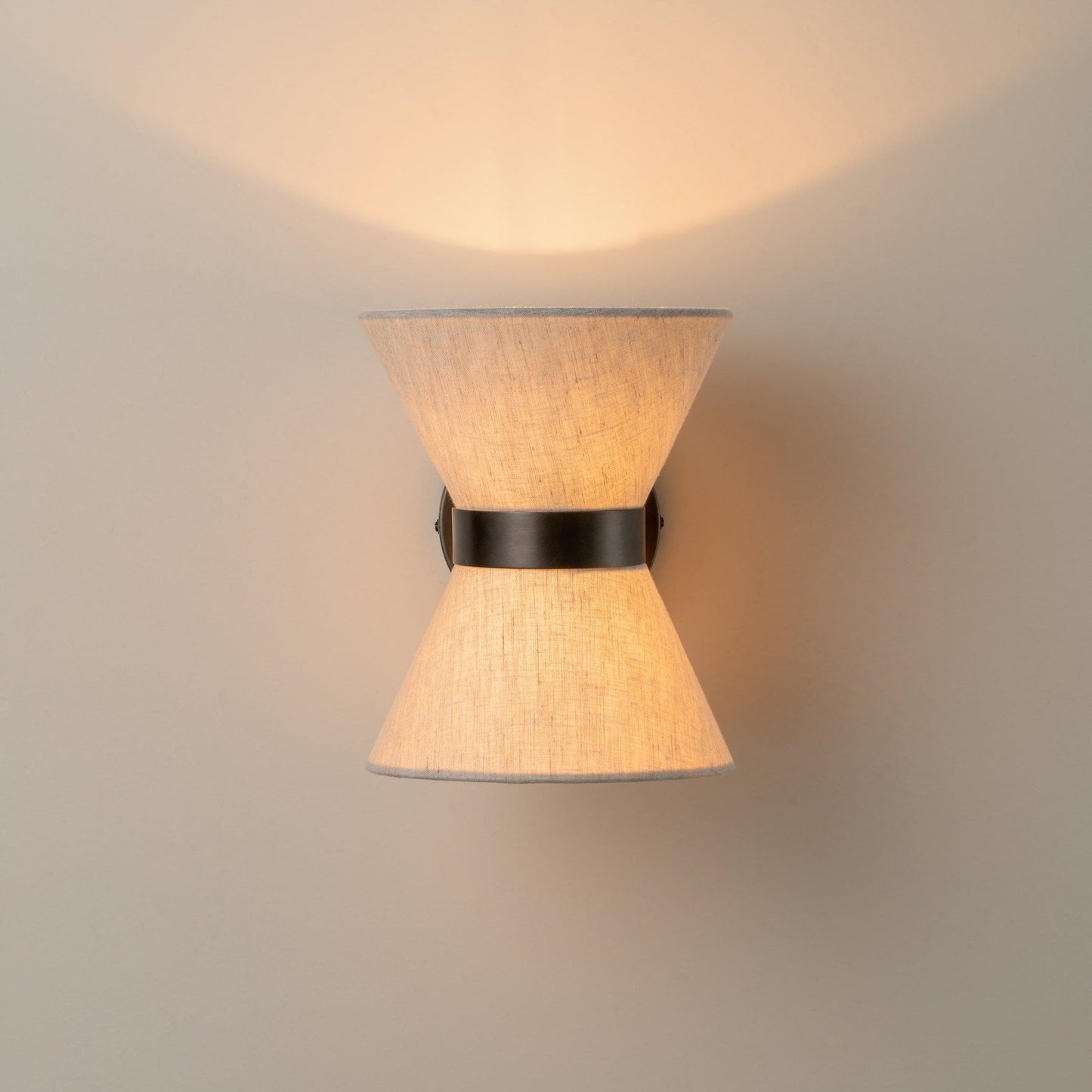 Boho Luxe Linen Sconce with Bronze Detailing
