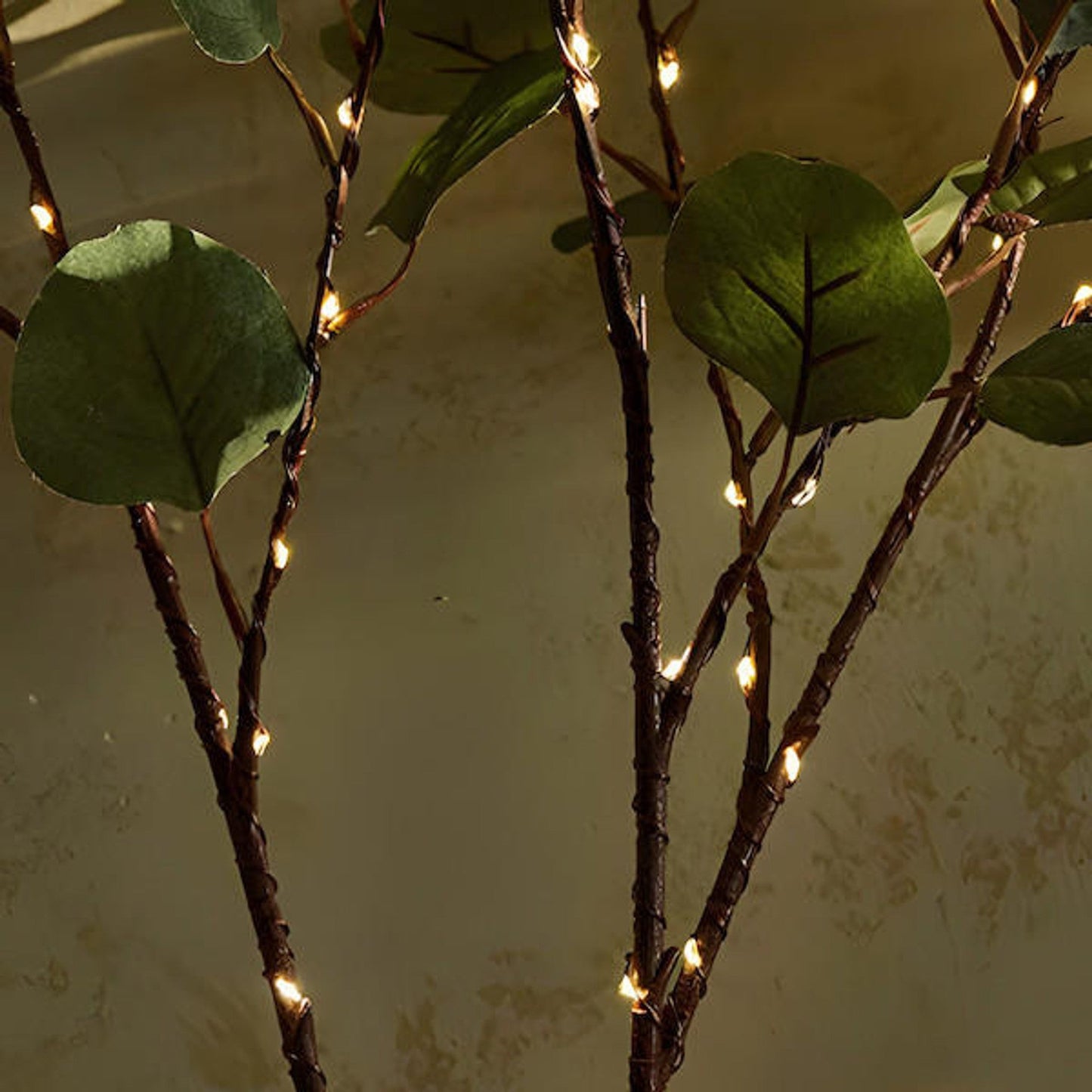 Boho Olive Leaf LED String Lights - Artificial Greenery Wall Decor
