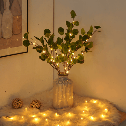 Boho Olive Leaf LED String Lights - Artificial Greenery Wall Decor