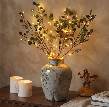 Boho Olive Leaf LED String Lights - Artificial Greenery Wall Decor