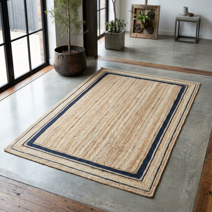 Braided Jute Rug with Border Trim