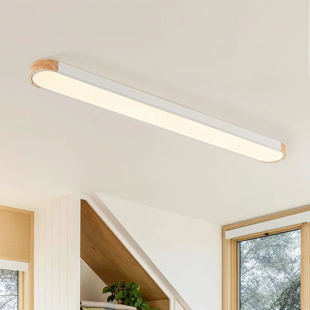 Oval Led Flush Mount With Wood Accent 7