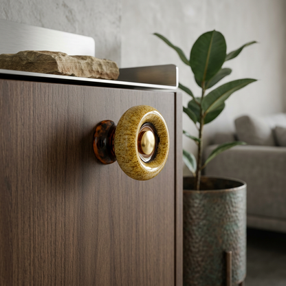 Ceramic Cabinet Knob with Metal Center