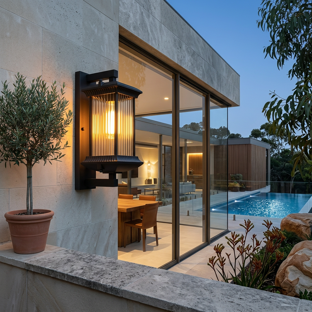 Classic Outdoor Lantern Wall Light Coffee Brown Pavo