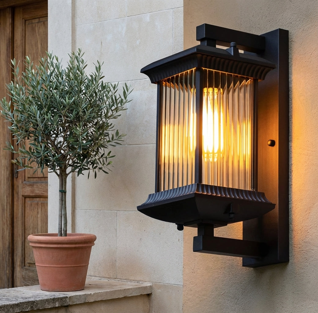 Classic Outdoor Lantern Wall Light Coffee Brown Pavo