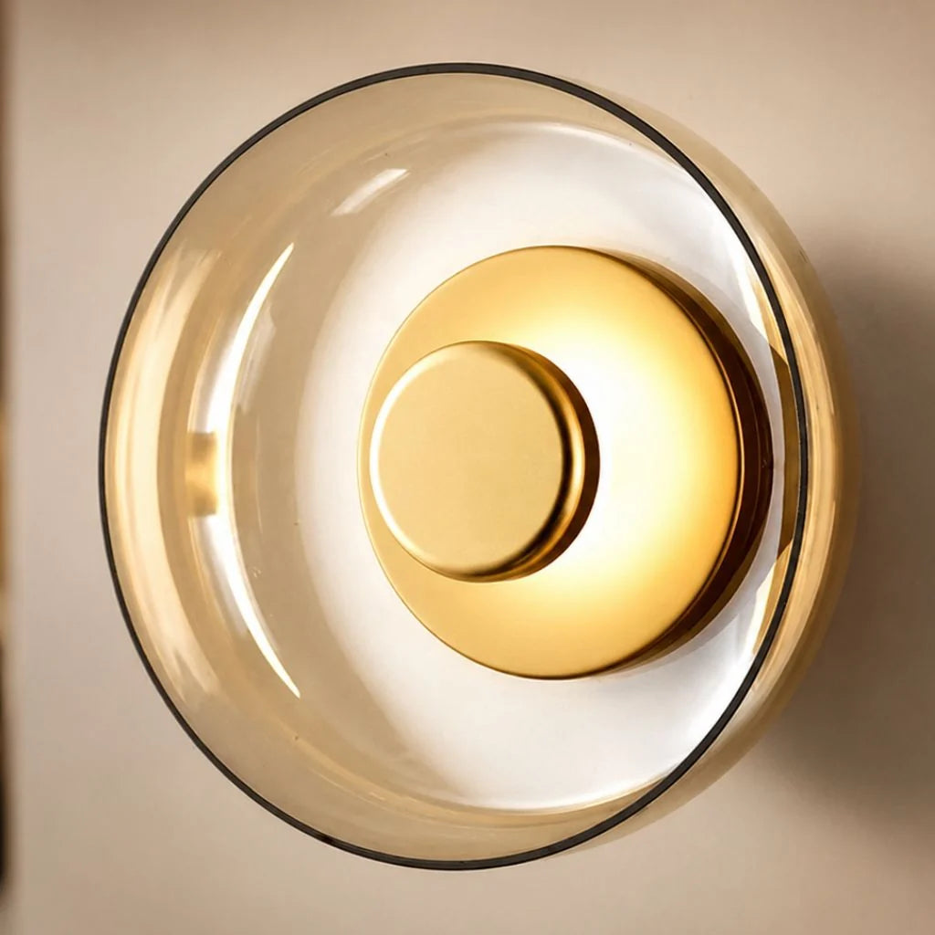 Elara Haus Nordic Glass Bowl Wall Lamp - Thickened Glass Artisanal Iron Body 9