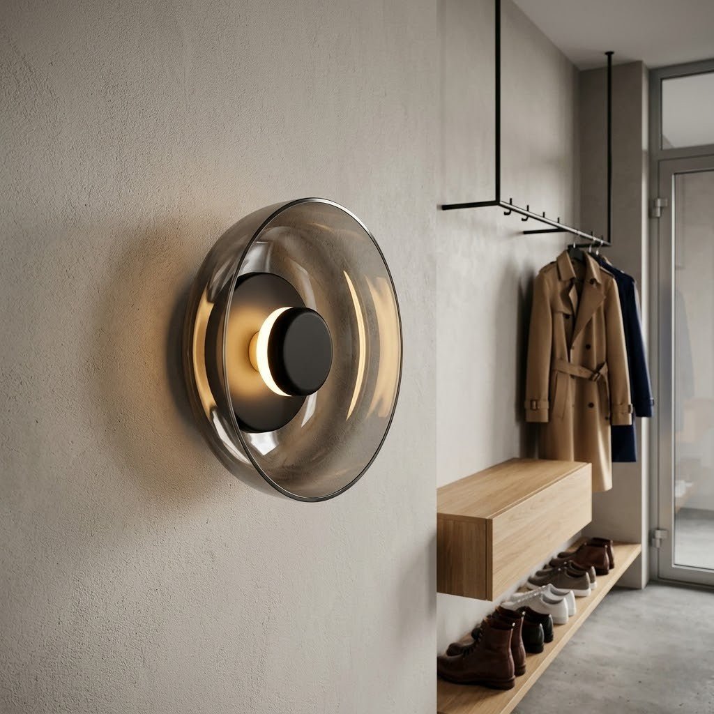 Elara Haus Nordic Glass Bowl Wall Lamp - Thickened Glass Artisanal Iron Body 4