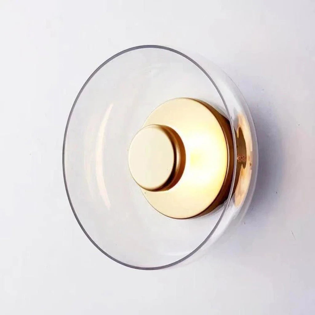 Elara Haus Nordic Glass Bowl Wall Lamp - Thickened Glass Artisanal Iron Body 6