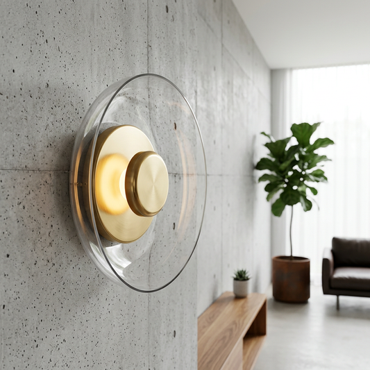 Concave Glass Wall Lamp with Metal Base