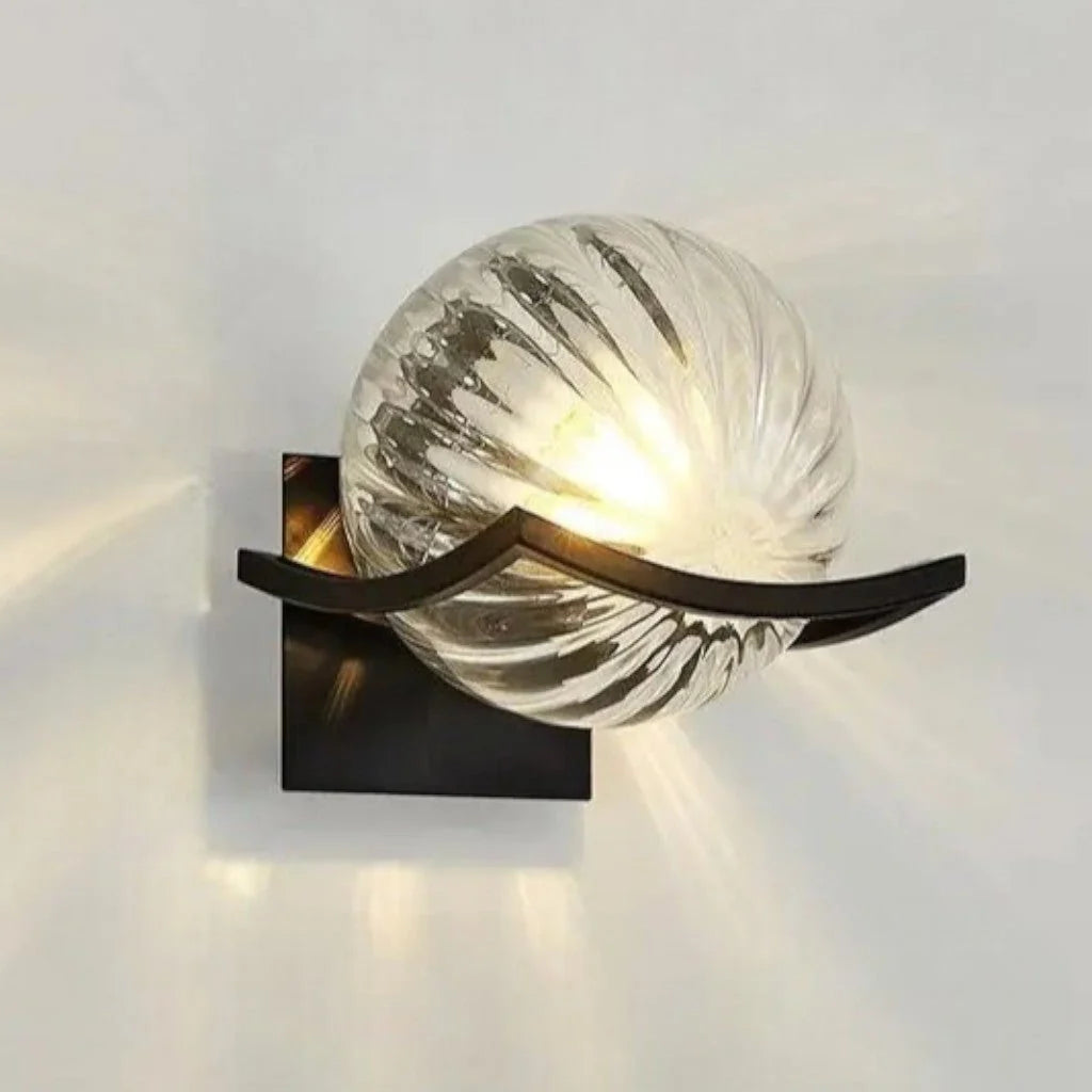 Elara Haus Wall Sconce - Black Metal Glass Globe Wall Lights 6