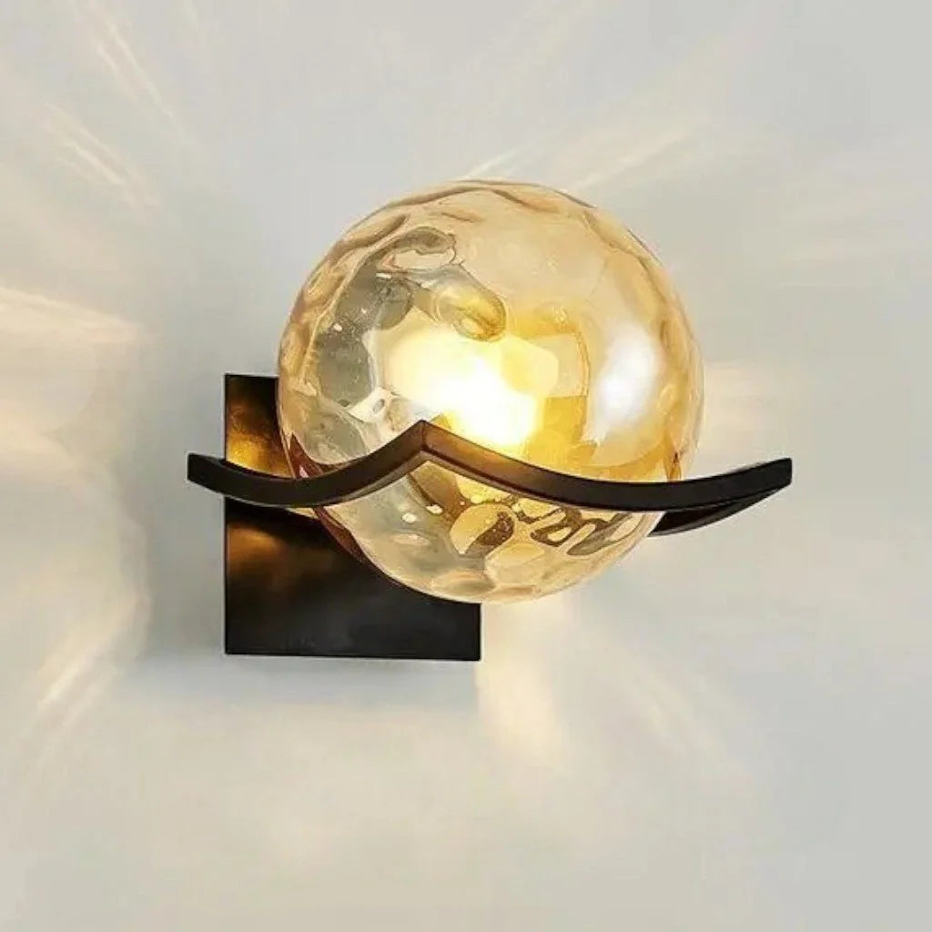 Elara Haus Wall Sconce - Black Metal Glass Globe Wall Lights 8