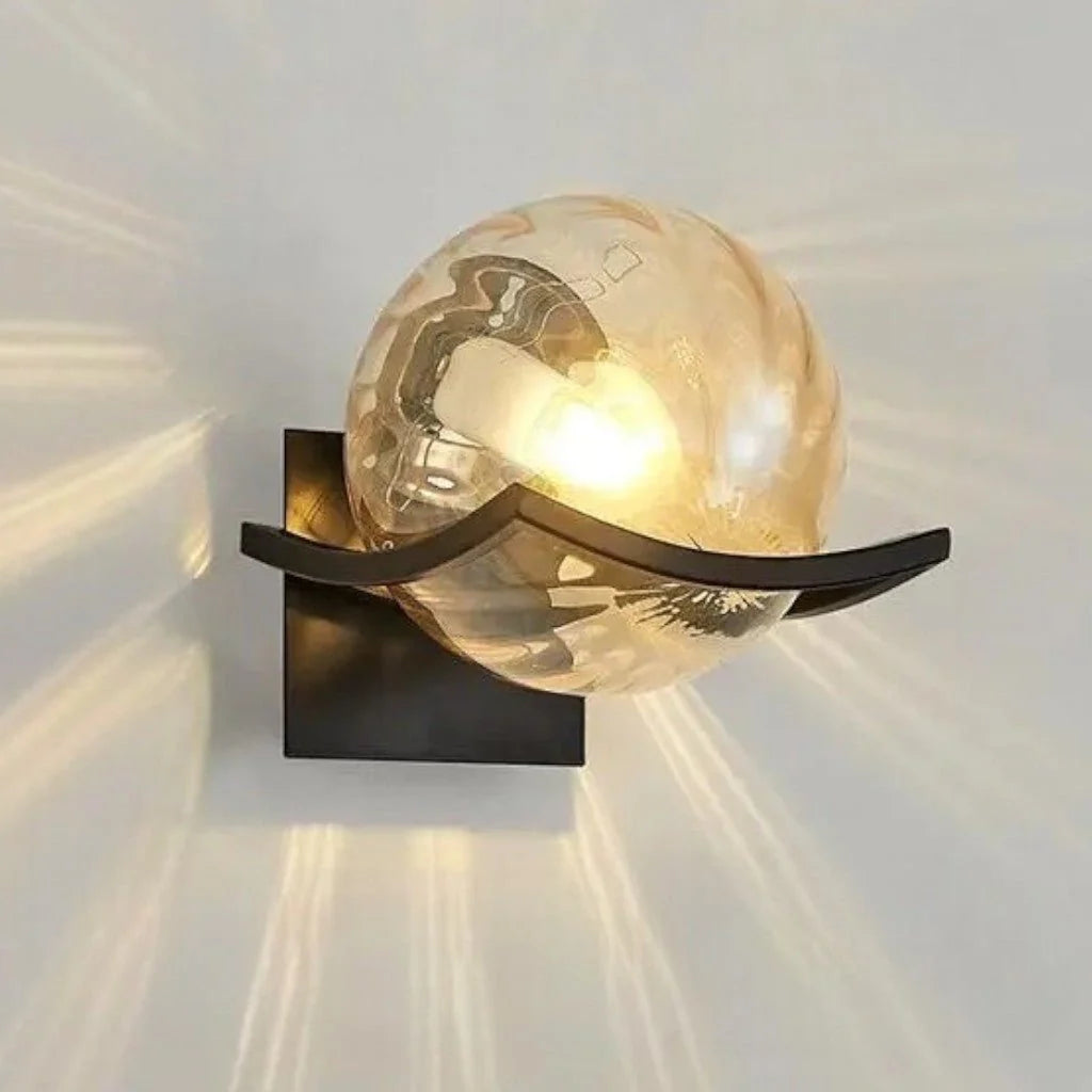 Elara Haus Wall Sconce - Black Metal Glass Globe Wall Lights 9