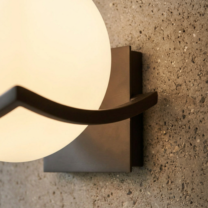 Curved Metal Arm Glass Globe Sconce