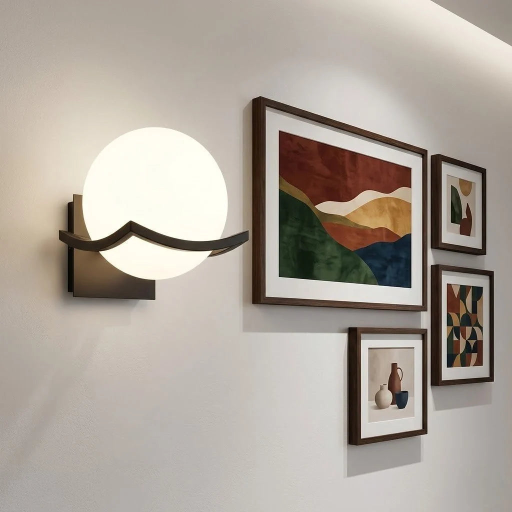 Elara Haus Wall Sconce - Black Metal Glass Globe Wall Lights 1