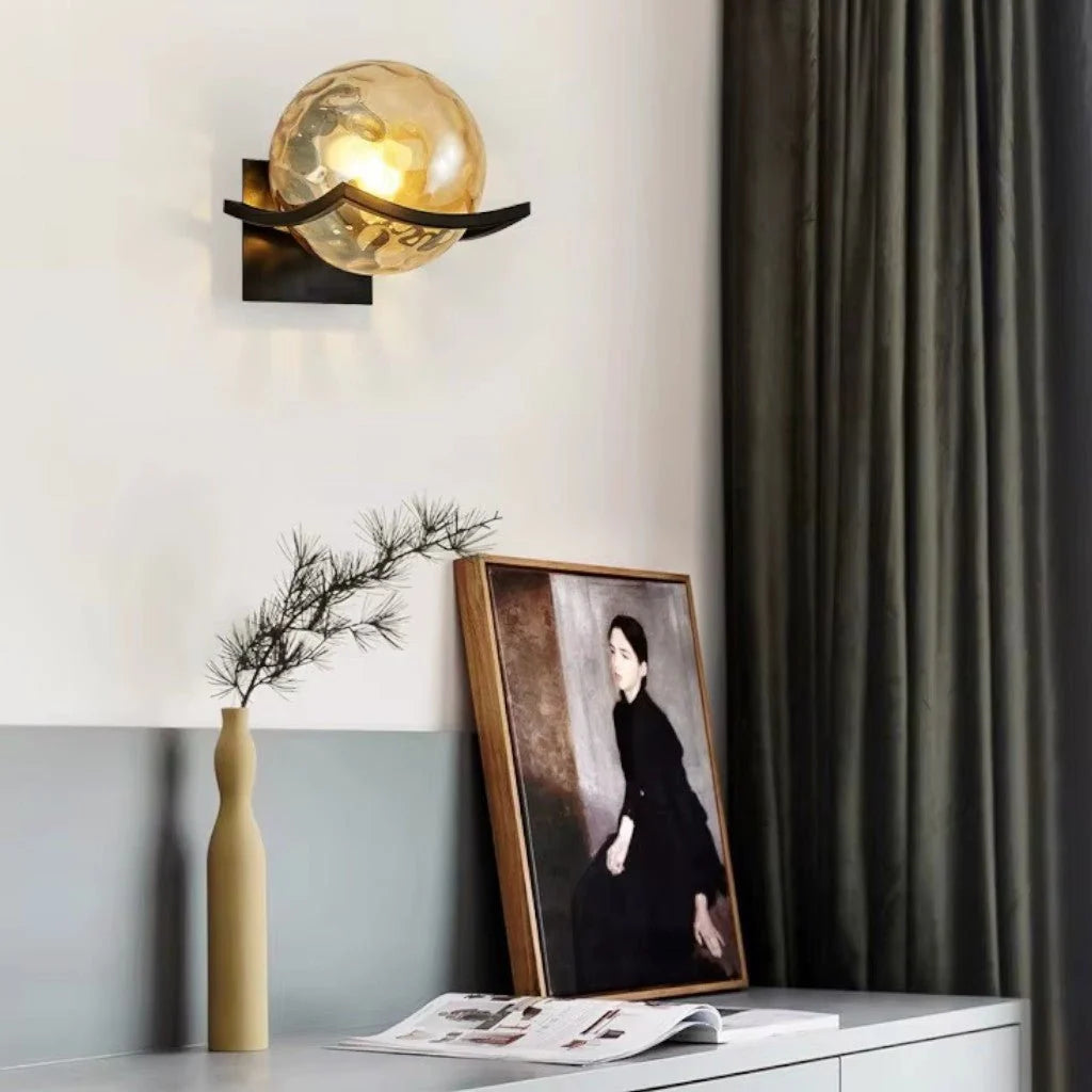 Elara Haus Wall Sconce - Black Metal Glass Globe Wall Lights 2