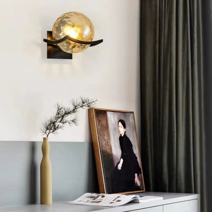 Elara Haus Wall Sconce - Black Metal Glass Globe Wall Lights 2