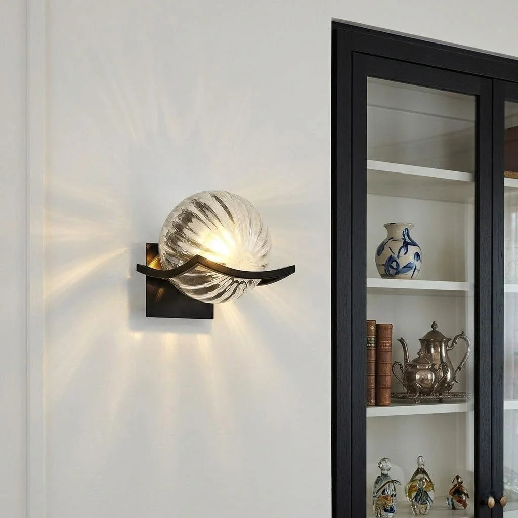 Elara Haus Wall Sconce - Black Metal Glass Globe Wall Lights 3