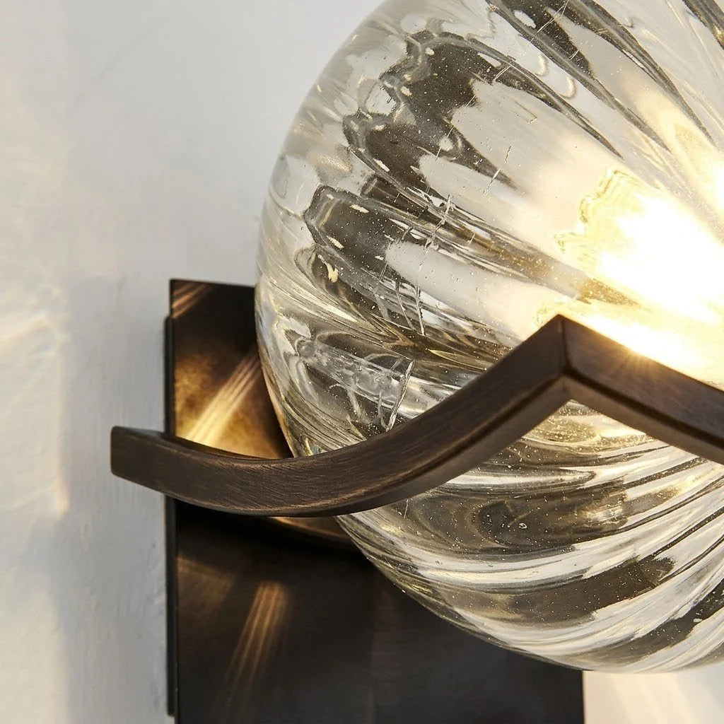 Elara Haus Wall Sconce - Black Metal Glass Globe Wall Lights 4