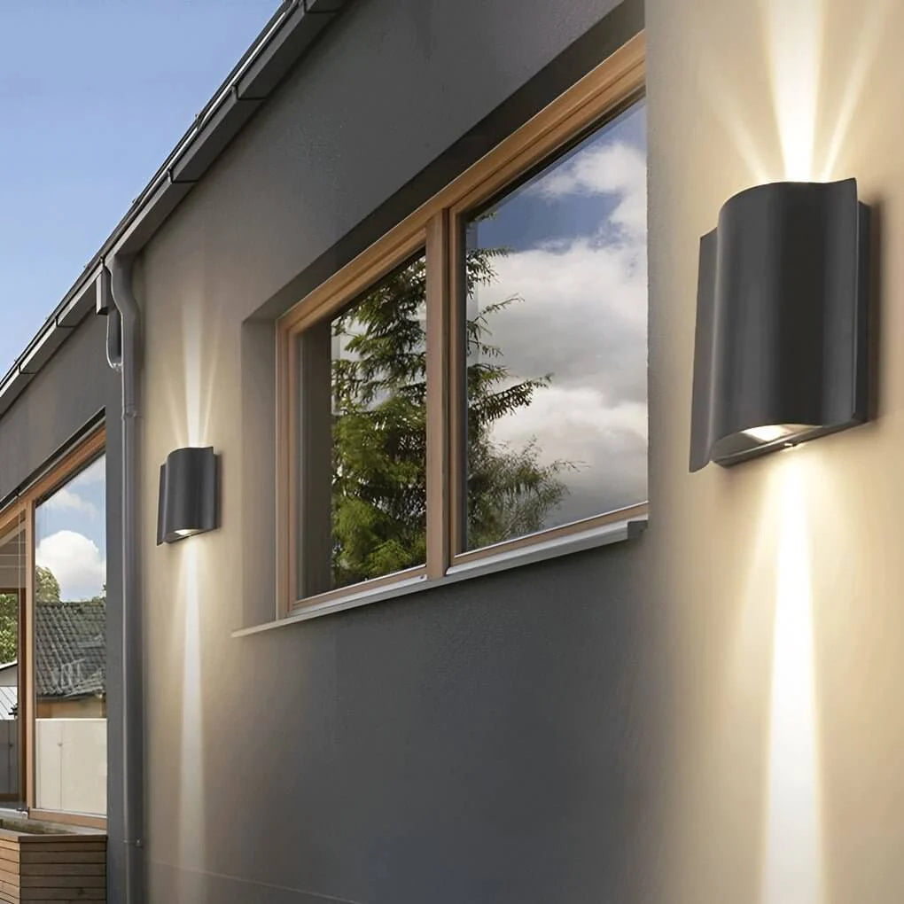 Beam Wall Light Wavy Aluminum Outdoor LED Up-Down Light 0