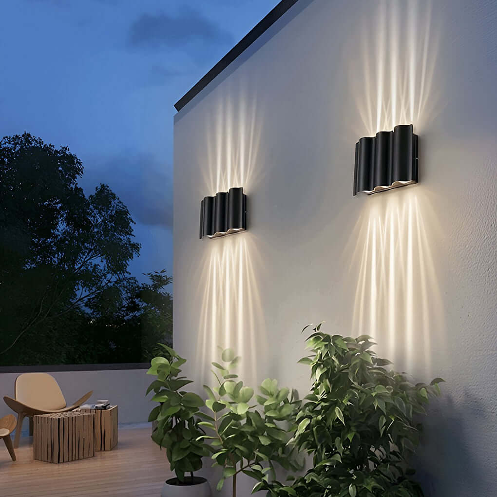 Beam Wall Light Wavy Aluminum Outdoor LED Up-Down Light 2