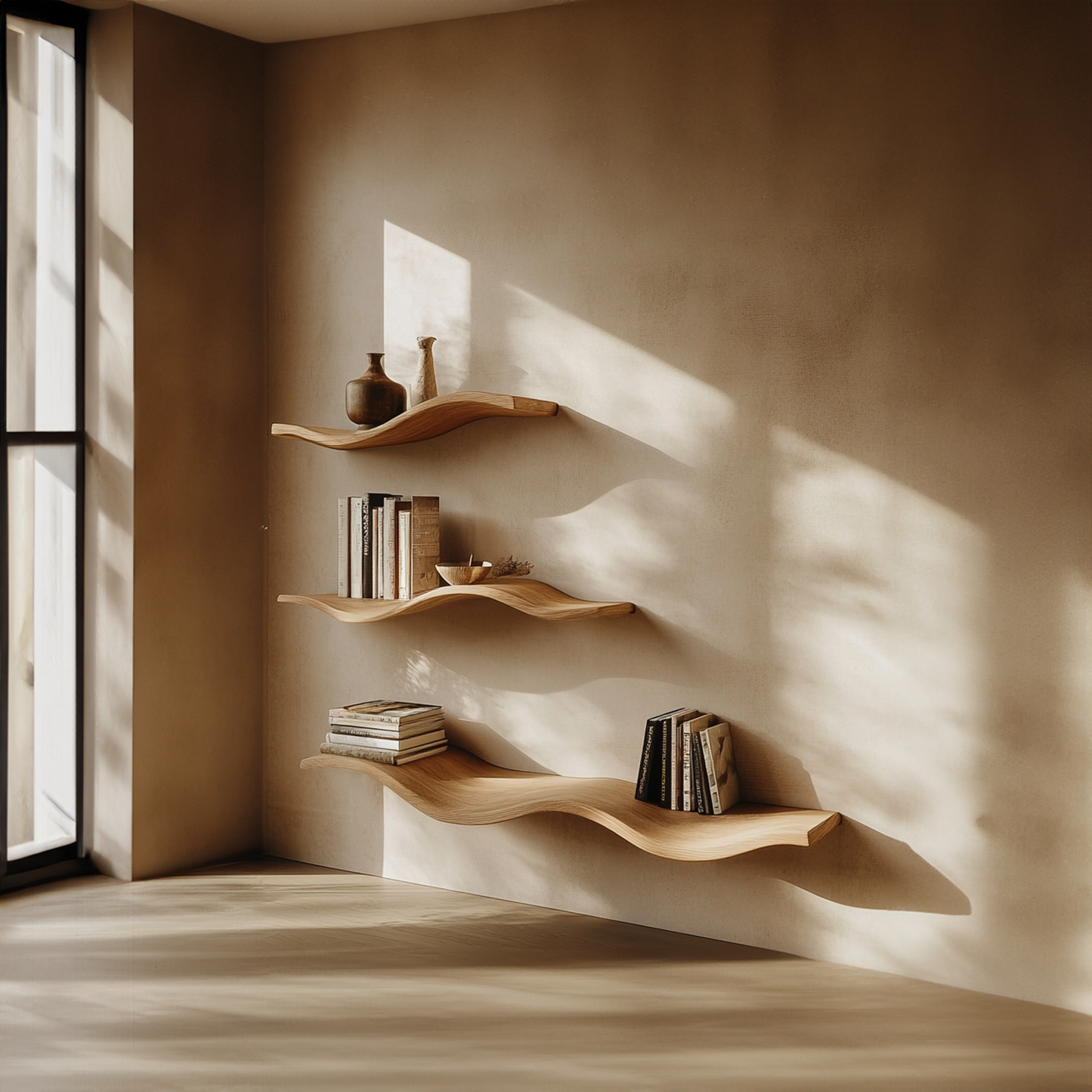 Custom Wood Floating Shelves Living Room New Year Home Decor SINLWV004 0