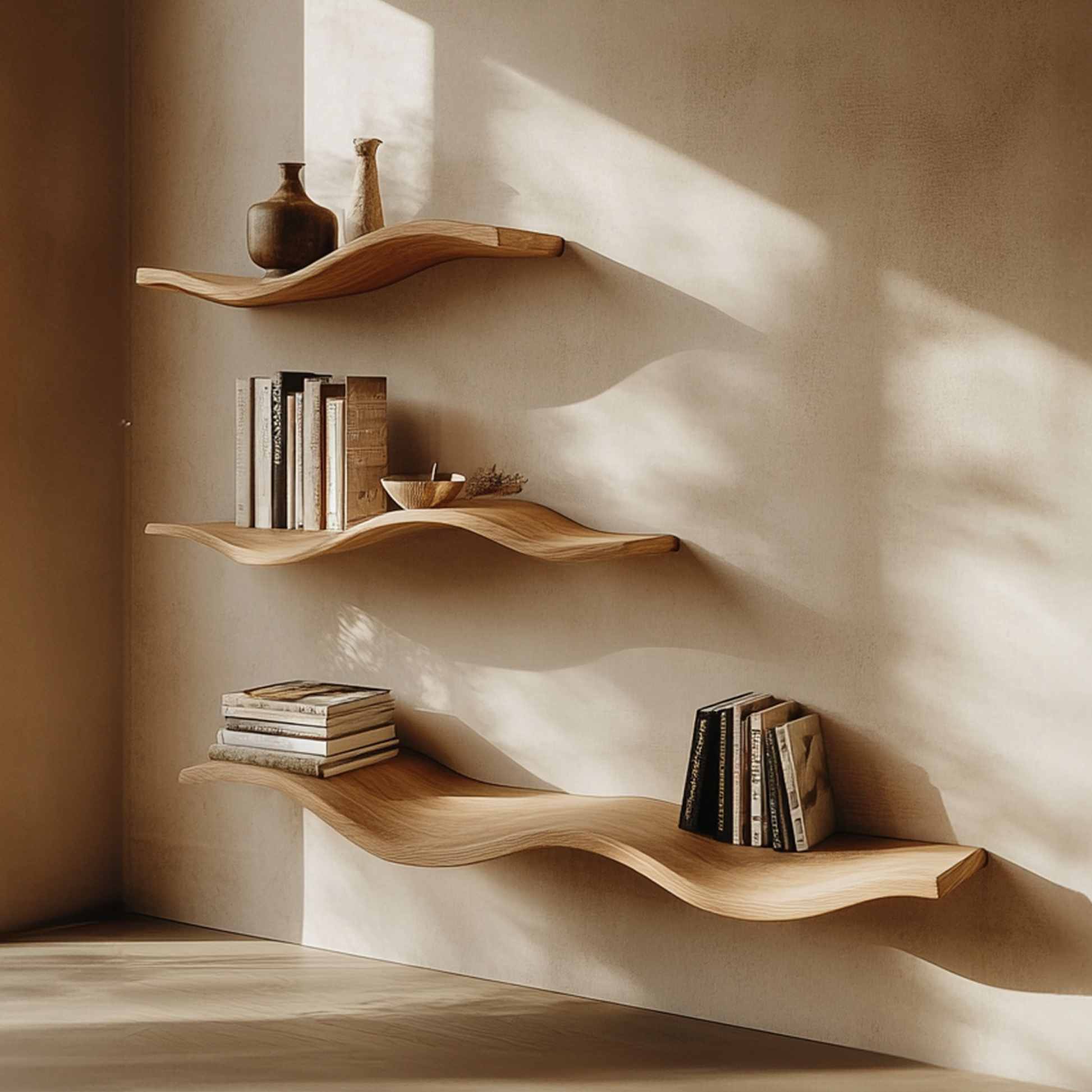 Custom Wood Floating Shelves Living Room New Year Home Decor SINLWV004 1