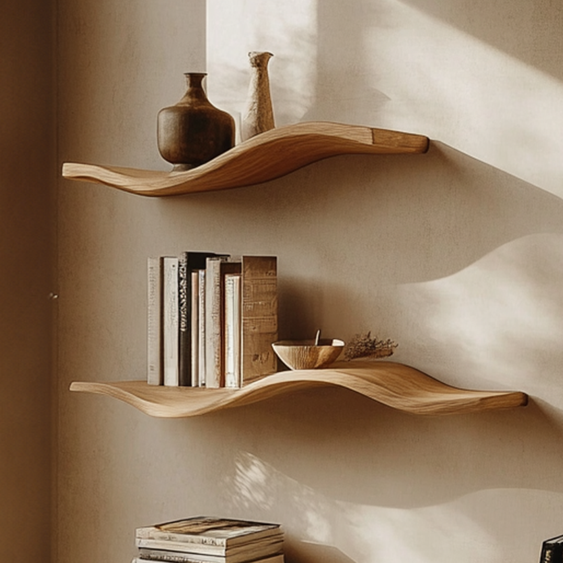 Custom Wood Floating Shelves Living Room New Year Home Decor SINLWV004 2