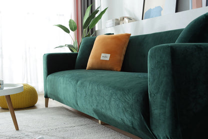 Dark Green Velvet Sofa Cover - Expandable Fit