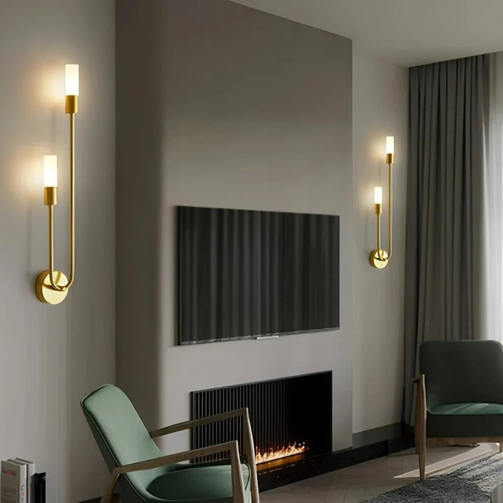 Elara Haus Wall Sconce - Gold Double Frosted Glass Cylinder Wall Lamp 8