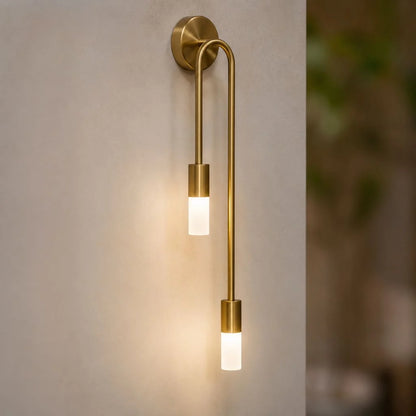 Elara Haus Wall Sconce - Gold Double Frosted Glass Cylinder Wall Lamp 9