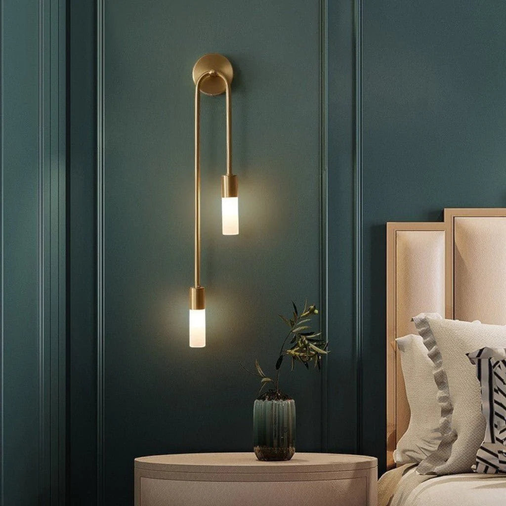Elara Haus Wall Sconce - Gold Double Frosted Glass Cylinder Wall Lamp 0